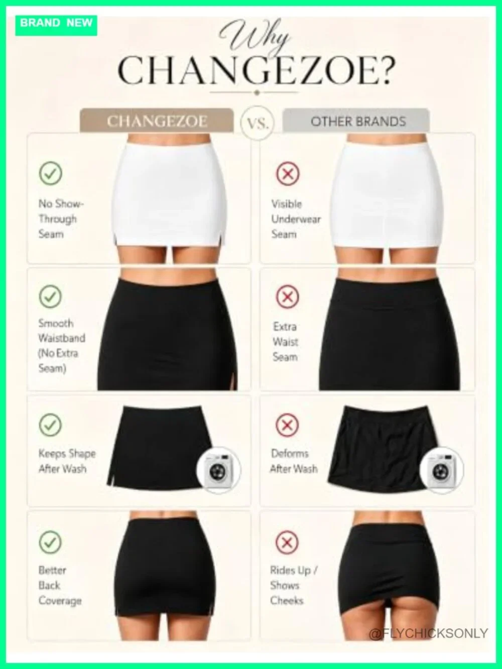 Mini Skort with Built-In Shorts Side Slit Stretchy Y2K Going Out Skirt